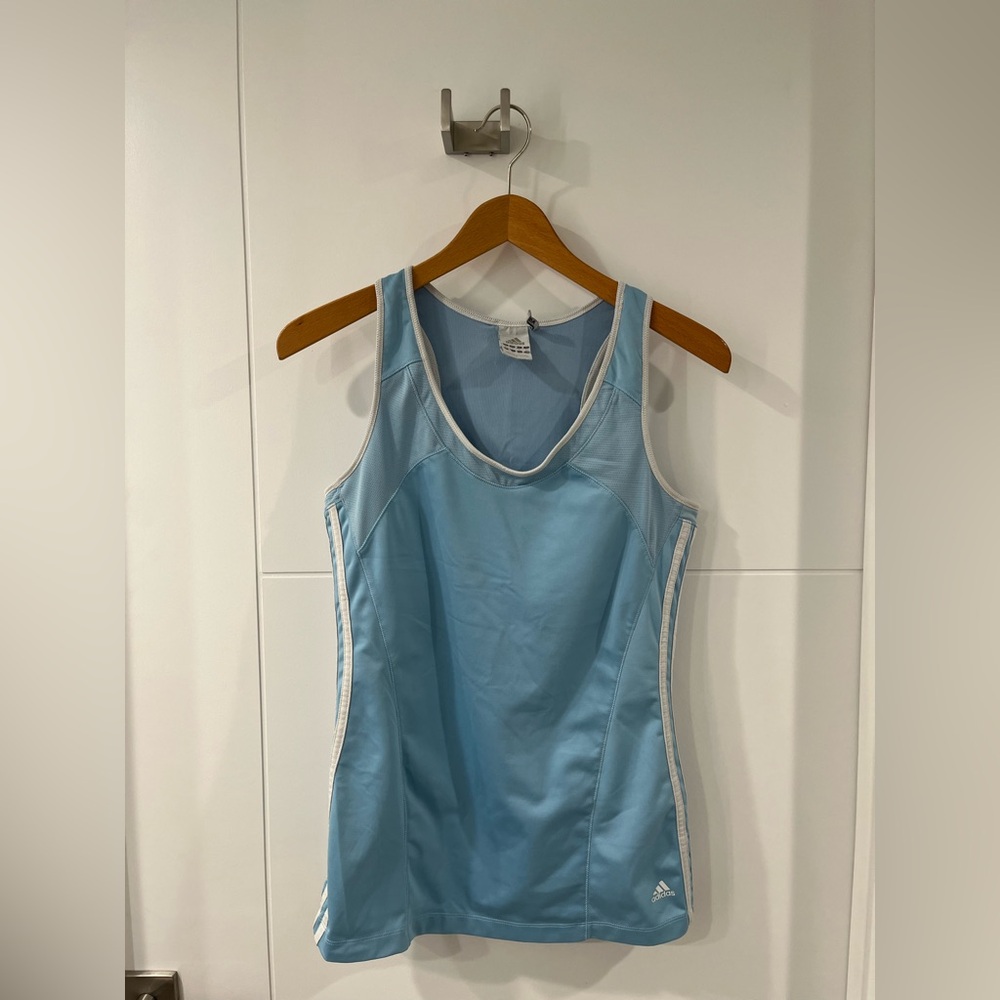 Adidas women’s classic three stripe tank with shelf bra, Large, gently used.